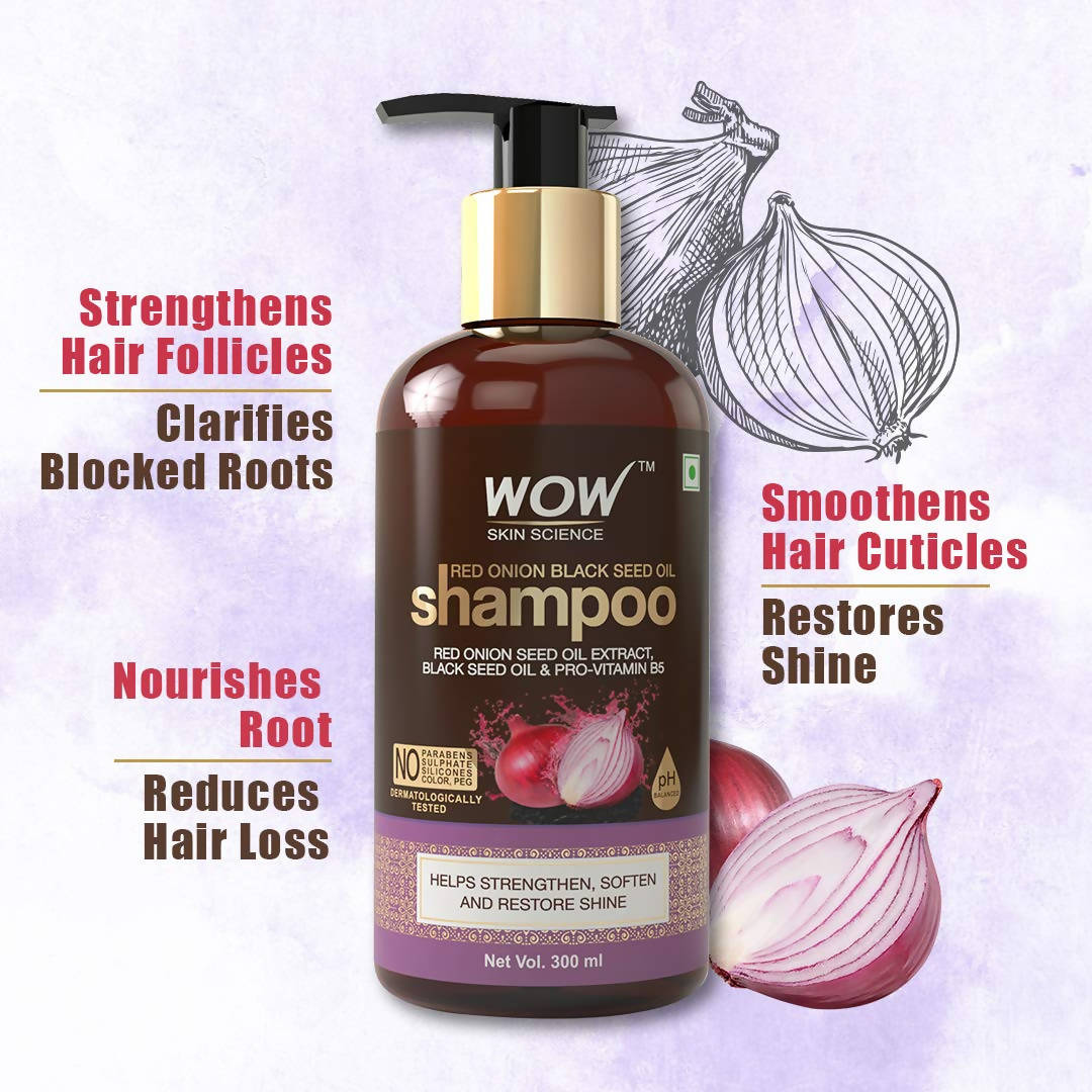 Wow Skin Science Red Onion Black Seed Oil Shampoo - Distacart